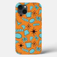 MCM Atomic Shapes Turquoise on Orange