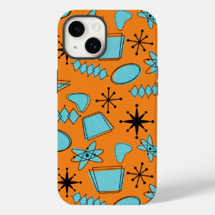 MCM Atomic Shapes Turquoise on Orange Case-Mate iPhone 14 Case