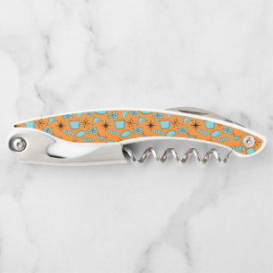 MCM Atomic Shapes Turquoise on Orange Corkscrew