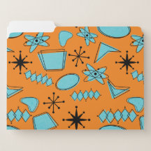 MCM Atomic Shapes Turquoise on Orange