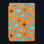 MCM Atomic Shapes Turquoise on Orange iPad Mini Cover<br><div class="desc">Hand drawn mid century modern shapes and icons digitised to design seamless patterns</div>