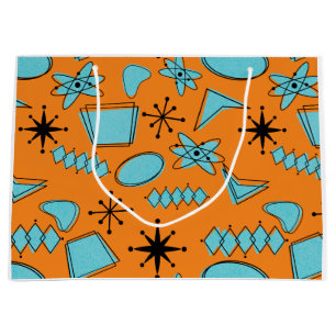 MCM Atomic Shapes Turquoise on Orange Large Gift Bag