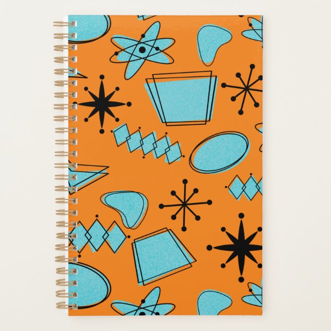 MCM Atomic Shapes Turquoise on Orange Planner (Front)