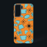 MCM Atomic Shapes Turquoise on Orange Samsung Galaxy Case<br><div class="desc">Hand drawn mid century modern shapes and icons digitised to design seamless patterns</div>
