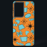 MCM Atomic Shapes Turquoise on Orange Samsung Galaxy Case<br><div class="desc">Hand drawn mid century modern shapes and icons digitised to design seamless patterns</div>