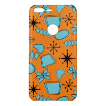 MCM Atomic Shapes Turquoise on Orange