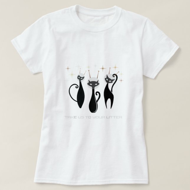 MCM Atomic UFO Space Cat Mid Century Modern Fun  T-Shirt (Design Front)