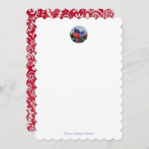 MCM Bird paisley note card