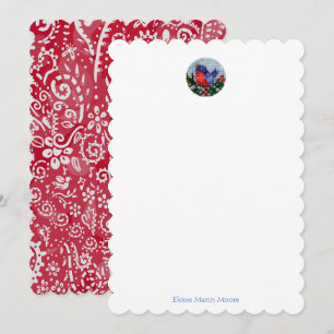 MCM Bird paisley note card