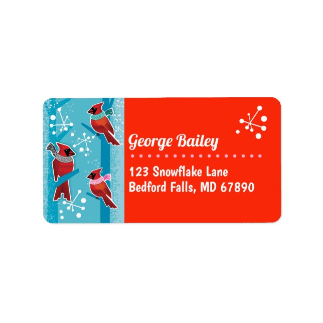 MCM Cardinals Christmas Card Address Labels (Front)