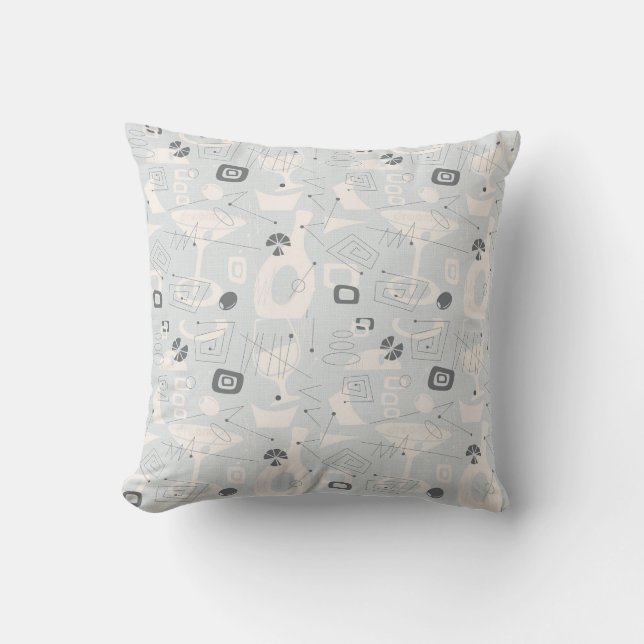 MCM Cocktails Grey Throw Pillow (Front)