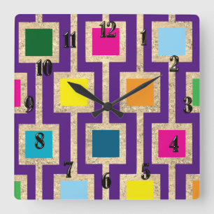 MCM Design Gold All Colors Changeable Square Wall Clock
