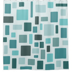 MCM Disarrayed Bricks Aquamarine Shower Curtain