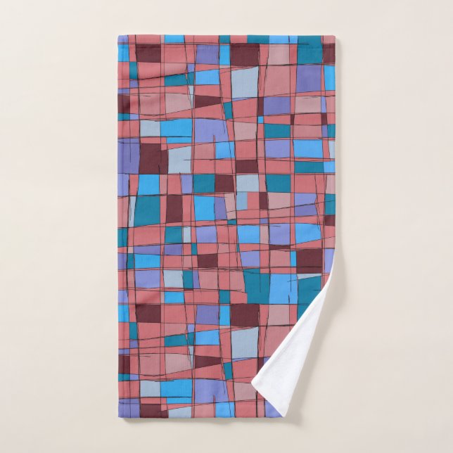 MCM Geometric Hand Towel - Berry & Teal (Hand Towel)