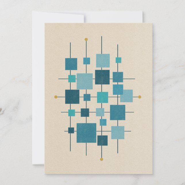 MCM Geometric Squares - Blue Holiday Card (Front)