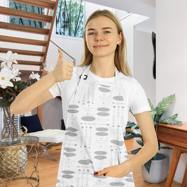 MCM Grey Tones Trendy Mid-Century Modern Pattern Apron (Creator Uploaded)