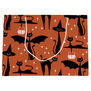 MCM Halloween Fancy Dress Minimalist Cats Orange Large Gift Bag