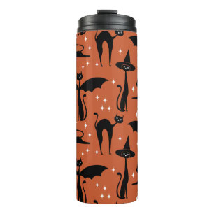 MCM Halloween Fancy Dress Minimalist Cats Orange Thermal Tumbler