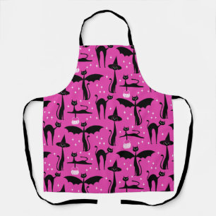 MCM Halloween Fancy Dress Minimalist Cats Pink Apron