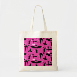 MCM Halloween Fancy Dress Minimalist Cats Pink Tote Bag