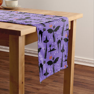 MCM Halloween Fancy Dress Minimalist Cats Purple Short Table Runner