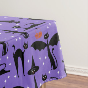 MCM Halloween Fancy Dress Minimalist Cats Purple Tablecloth