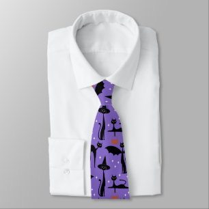 MCM Halloween Fancy Dress Minimalist Cats Purple Tie