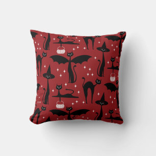 MCM Halloween Fancy Dress Minimalist Cats Red Cushion