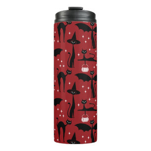 MCM Halloween Fancy Dress Minimalist Cats Red Thermal Tumbler