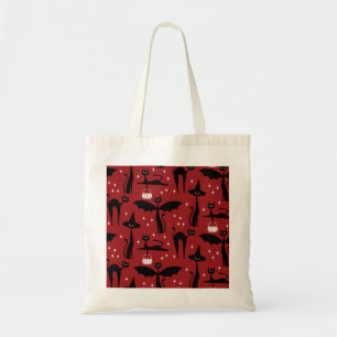 MCM Halloween Fancy Dress Minimalist Cats Red Tote Bag