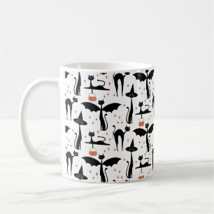 MCM Halloween Fancy Dress Minimalist Cats White Coffee Mug