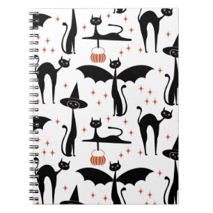 MCM Halloween Fancy Dress Minimalist Cats White Notebook