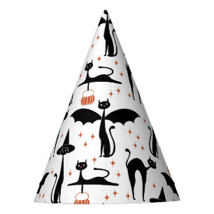 MCM Halloween Fancy Dress Minimalist Cats White Party Hat