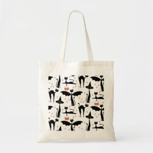 MCM Halloween Fancy Dress Minimalist Cats White Tote Bag