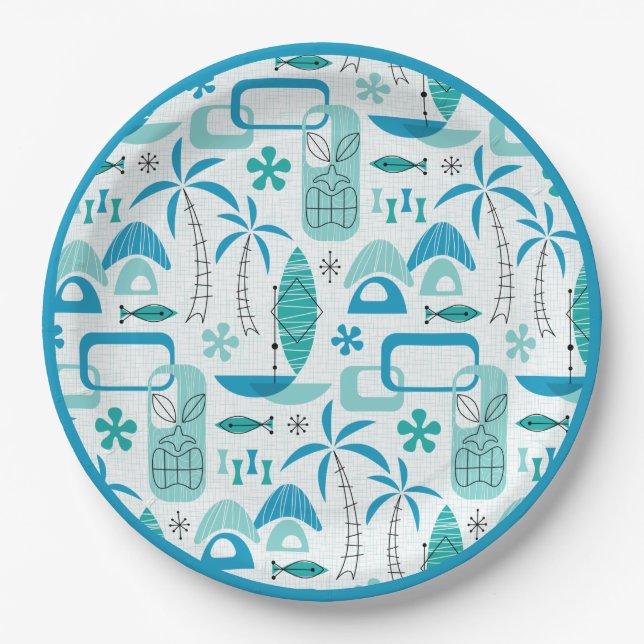 MCM Hawaiian Village – Blue Paper Plate (Front)