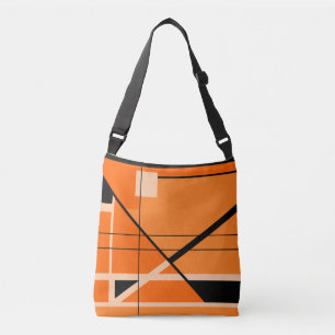 MCM Inspired Black Beige on Orange Geometric Crossbody Bag