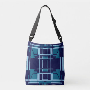 MCM Inspired Turquoise Light Blue Navy Large Tiles Crossbody Bag