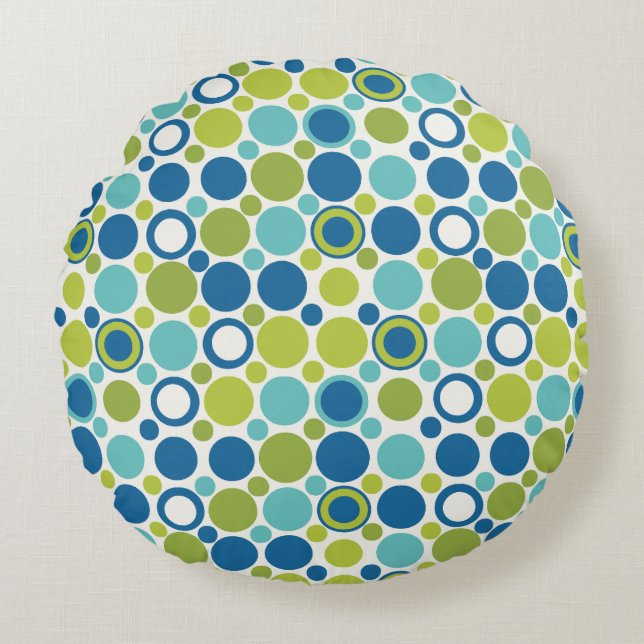 MCM Lime and Aqua Bubble Pillow (Front)