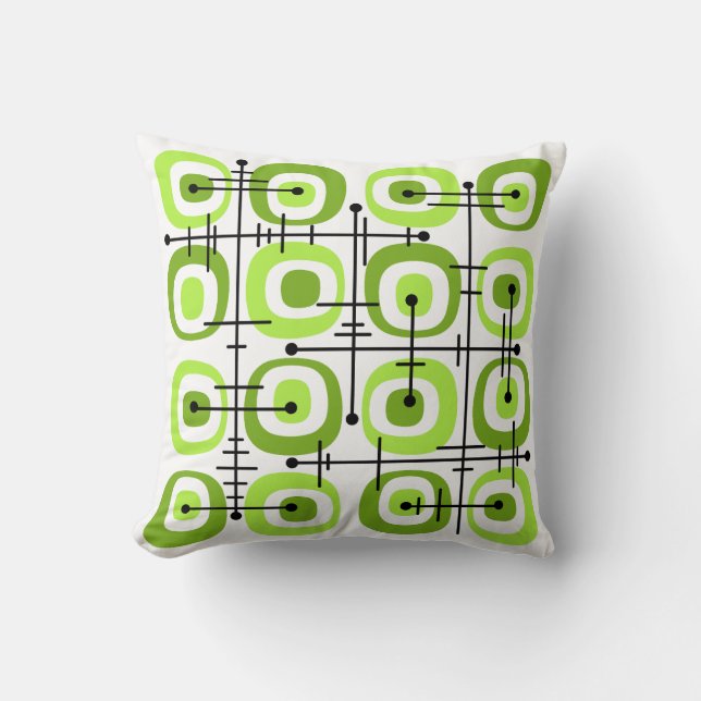 MCM Midcentury Abstract Pattern Chartreuse Cushion (Front)