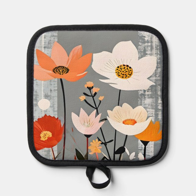 MCM Mixed Media Flowers Pot Holder (Front)