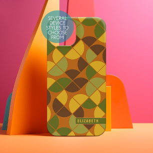 MCM Mod Circles Pattern avocado green harvest gold Samsung Galaxy Case