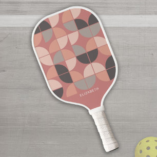 MCM Mod Circles Pattern rose gold, blush pink grey Pickleball Paddle