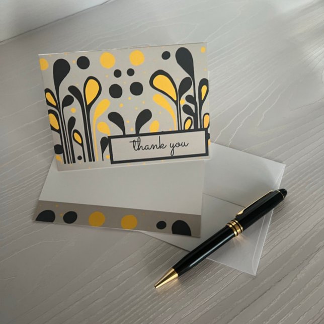 MCM Modern Painting Lollipops & Dots Gold Black Thank You Card (Creator Uploaded)