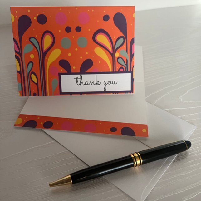 MCM Modern Painting Lollipops & Dots Orange Multi Thank You Card (Creator Uploaded)