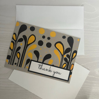 MCM Modern Painting Lollipops Grey Gold Black Thank You Card