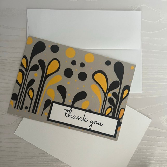 MCM Modern Painting Lollipops Grey Gold Black Thank You Card (Creator Uploaded)