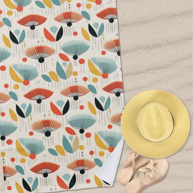 MCM Retro Botanical Pattern Beach Towel (Creator Uploaded)