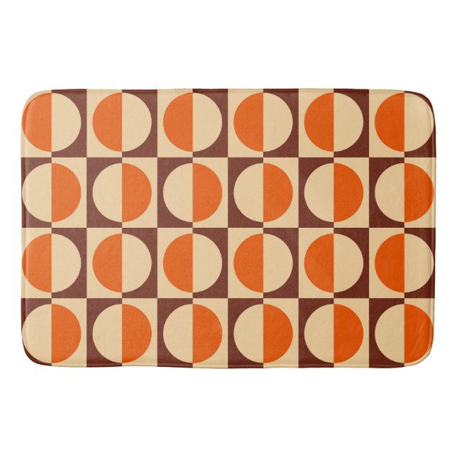 MCM Retro Geometric Half Square and Circle Pattern Bath Mat (Front)