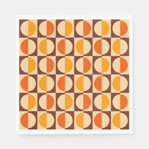 MCM Retro Geometric Half Square and Circle Pattern Napkin