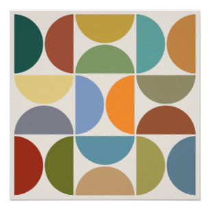 MCM Semicircle Colour on Cream Square Poster